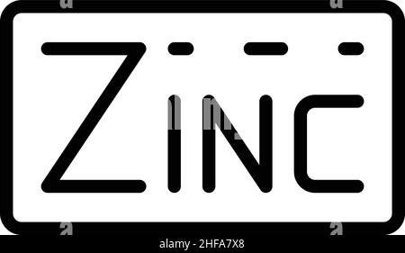 Vektor der Kontur des Zinkbannersymbols. ZN-Ernährung. Element Calcium Stock Vektor