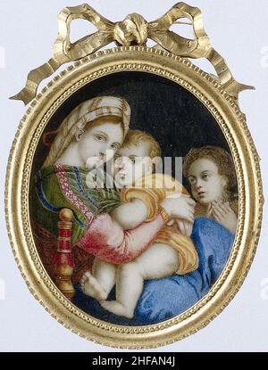 Schilderij met voorstelling van de Madonna della sedia naar Rafaël Stockfoto