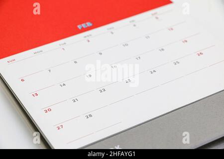Tischkalender Februar 2022 Stockfoto