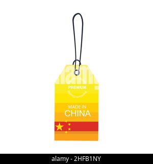 Made in China Label mit Flagge isoliert auf weißem Hintergrund. Vektor Stock Vektor