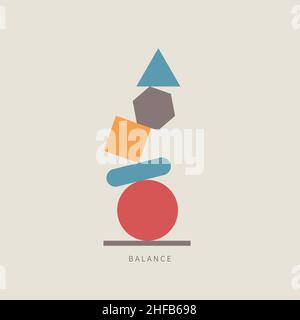 Balance-Symbol, Life-Coaching-Logo. Psychologische Stabilität. Psychische Stabilität und Gesundheit, Therapie Symbol. Business-Coach-Konzept. Harmonie und Balance si Stock Vektor