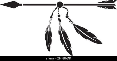 Indianer Pfeil und Federn Vektor-Illustration Stock Vektor