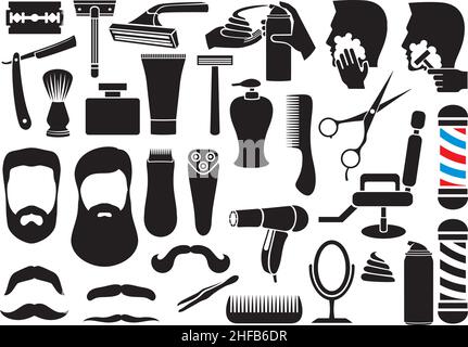 Vektorsymbole für Friseursalon oder Geschäft Stock Vektor