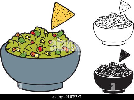 Mexikanische Nachos und Guacamole Vektorgrafik Stock Vektor