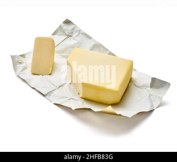 Butter Lebensmittel Zutat Milchfrühstück Fett Produkt Margarine Block gelb frische Milch Cholesterin Kochen