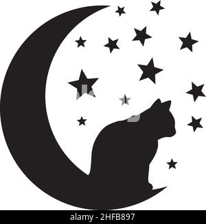 Vektorgrafik Katze auf dem Mond Stock Vektor