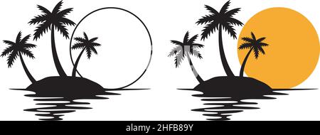 Vektordarstellung einer tropischen Insel mit drei Palmen Stock Vektor