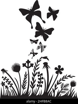 Blumen und Schmetterlinge Vektor-Illustration Stock Vektor