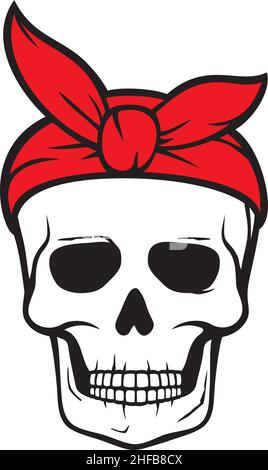 Schädel mit Bandana-Vektor-Illustration Stock Vektor