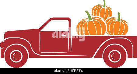 Vektor-Illustration für Kürbis-Lastwagen (Herbstdesign) Stock Vektor