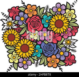 Blumen Blumenstrauß Farbe Vektor Illustration Stock Vektor