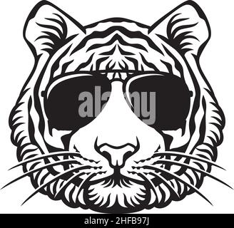 Tiger Kopf mit Aviator Sonnenbrille Vektor-Illustration Stock Vektor