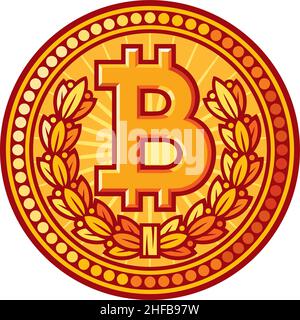 Bitcoin goldene Münze Vektor-Symbol Stock Vektor