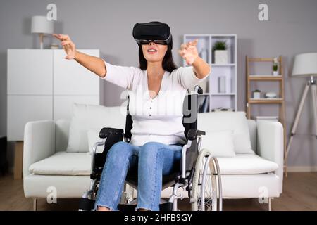 Virtual Reality Therapie Spiel in VR-Headset Stockfoto