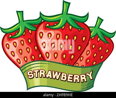 Erdbeere Etikett Design Vektor Illustration Stock Vektor