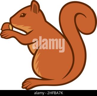 Eichhörnchen mit Haselnuss-Vektor-Illustration Stock Vektor