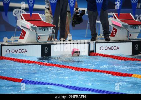 26th. JULI 2021 - TOKIO, JAPAN: Kliment Kolesnikov vom russischen Olympischen Komitee gewinnt sein Männer-Halbfinale 100m bei den Olympischen Spielen 2020 in Tokio Stockfoto