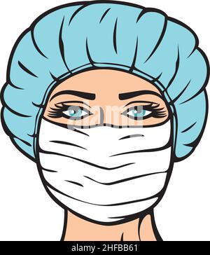 Frau Arzt in chirurgische Maske Vektor Illustration Stock Vektor