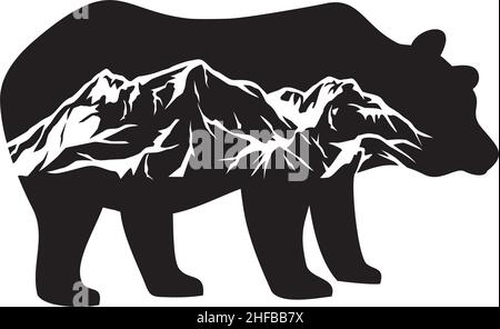 Wildbär (Grizzly) und Berge Vektorgrafik Stock Vektor