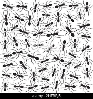 Black ants background (pattern) vector illustration Stock Vektor