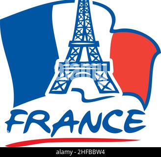 Paris Eiffelturm Design und Frankreich Flagge Vektor Illustration Stock Vektor