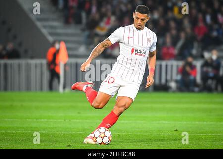 Diego CARLOS vom FC Sevilla während der UEFA Champions League, des Fußballspiels der Gruppe G zwischen LOSC Lille und dem FC Sevilla am 20. Oktober 2021 im Pierre Mauroy-Stadion in Villeneuve-d'Ascq in der Nähe von Lille, Frankreich - Foto Matthieu Mirville / DPPI Stockfoto