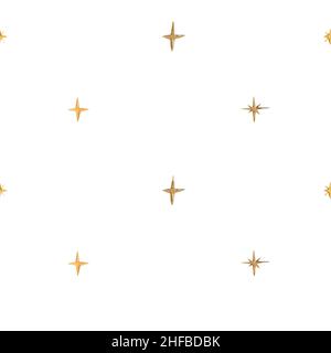 Wiederholendes nahtloses Sternmuster, Aquarell auf weißem Hintergrund Stockfoto