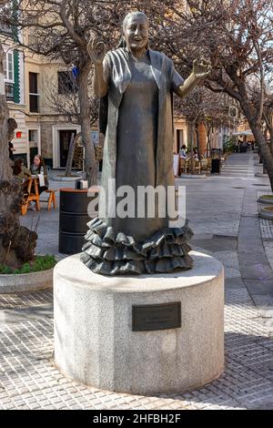 Estatua homenaje a Antonia Vargas la Perla de Cádiz, España Stockfoto