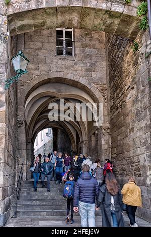 Arco que conecta la plaza de la inmaculada con la plaza del obradoiro Stockfoto