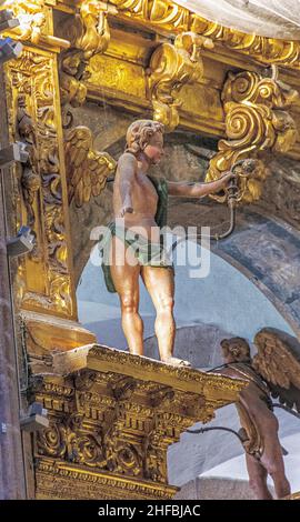 Alle Baldaquino en el Altar Mayor de la Catedral de Santiago de Compostela, España Stockfoto