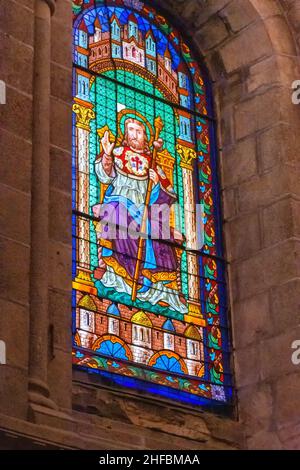 Vidriera de la Catedral de Santiago de Compostela en Galicia, España Stockfoto