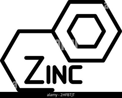 Vektor der Kontur des Symbols „Zinkernährung“. Vitaminfutter. ZN-Element Stock Vektor