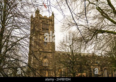 Lancaster Prior, ehemals die Priory Church of St Mary, ist die Church of England Pfarrkirche der Stadt Lancaster, Lancashire, England. Es ist lo Stockfoto