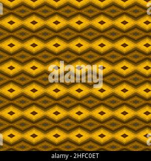 Nahtloses Muster verschiedene geformte geometrische Muster. Digitales Design kegelförmiger gelber Entwurf Stockfoto