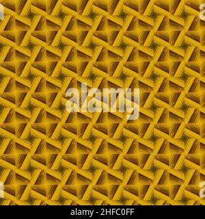 Nahtloses Muster verschiedene geformte geometrische Muster. Digitales Design kegelförmiger gelber Entwurf Stockfoto