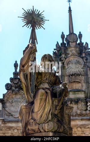 Fuente de los caballos en la plaza de Platerias, Santiago de compostela Stockfoto