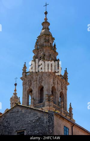 Catedral de Santiago de Compostela en la plaza del Obradoiro / Kathedrale von Santiago de Compostela auf der Plaza del Obradoiro Stockfoto