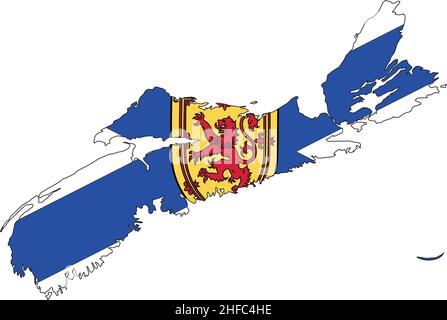 Flache Vektor-Verwaltungsflaggenkarte der kanadischen Provinz NOVA SCOTIA, KANADA Stock Vektor