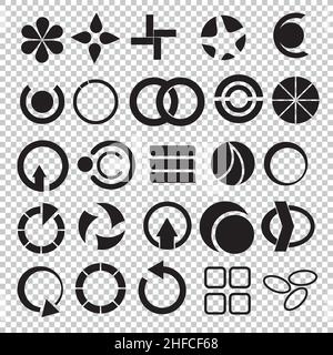 Geometrische und beliebte, universelle Formen Vektor-Set, Kollektion auf kariertem transparentem Hintergrund. Vektorgrafik. EPS 10-Vektordatei. Stock Vektor