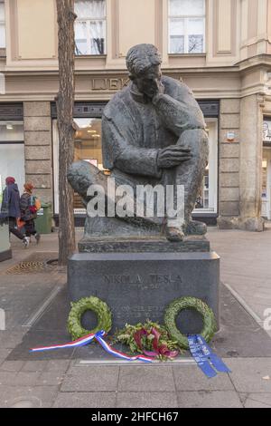 Nikola Tesal Denkmal in Zagreb Stockfoto