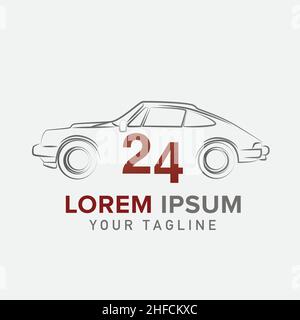 Automobilindustrie retro Auto 24h Garage Vektor Design Vorlage Logo Design. Corporate Design. Vektorgrafik. EPS 10-Vektordatei. Stock Vektor