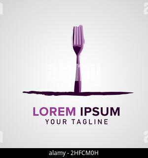 Logo „Fork for Dining Restaurant“. Bearbeitbares Design. Corporate Design. Vektorgrafik. EPS 10-Vektordatei. Stock Vektor