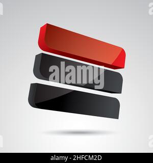 würfelrahmen 3D Vektor-Icon als Logo-Formation in schwarz und rot glänzenden Farben, Corporate Design. Vektorgrafik. EPS 10-Vektordatei. Stock Vektor