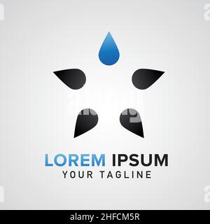 Sternevektor-Symbol als Logo-Formation in schwarz und blau glänzenden Farben, Corporate Design. Vektorgrafik. EPS 10-Vektordatei. Stock Vektor