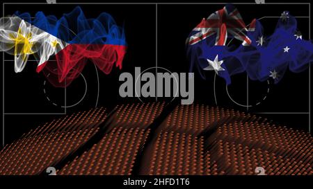 Philippinen gegen Australien Basketball, Rauchflagge, Sportspiel Stockfoto