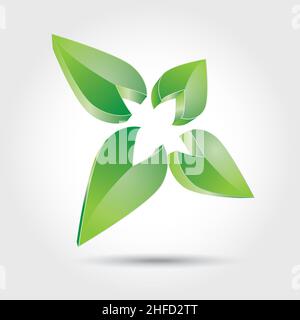 vector abstrakte Natur Blatt Formation in grün glänzende Farben 3D Symbol, Logo-Design. Vektorgrafik. EPS 10-Vektordatei. Stock Vektor