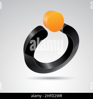 perlenring 3D Vektor-Ikone als Logo-Formation in schwarz und orange glänzenden Farben, Corporate Design. Vektorgrafik. EPS 10-Vektordatei. Stock Vektor