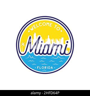 Willkommen bei Miami Vektor-Design-Vorlage. Miami Florida Vektor und Illustration. Stock Vektor