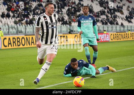 Turin, Italien. 15th Januar 2022. Federico Bernardeschi (Juventus FC) während des FC Juventus gegen Udinese Calcio, italienisches Fußballspiel Serie A in Turin, Italien, Januar 15 2022 Quelle: Independent Photo Agency/Alamy Live News Stockfoto