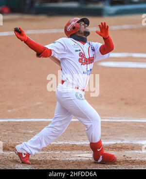 MAZATLAN, MEXIKO - 02. FEBRUAR: Rodrigo Orozco von Federales de Chiriqui , während des Spiels zwischen der Dominikanischen Republik und Panama im Rahmen der Serie del Caribe 2021 im Teodoro Mariscal Stadium am 2. Februar 2021 in Mazatlan, Mexiko. (Foto von Luis Gutierrez/Norte Photo) Stockfoto